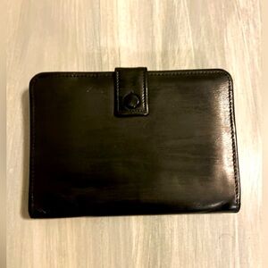 RARE Vintage Genuine Leather Black Snap Closure Wallet Clutch BaG
